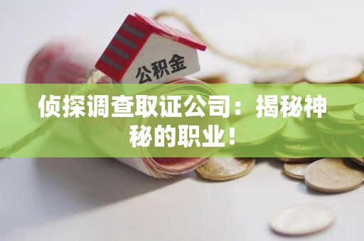 重庆侦探调查取证公司：揭秘神秘的职业！