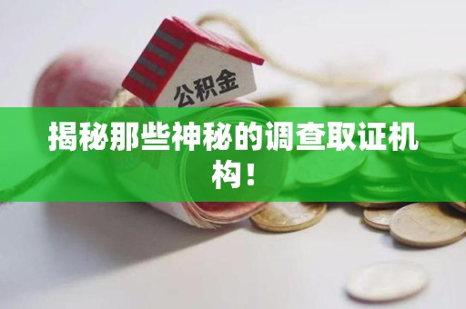重庆揭秘那些神秘的调查取证机构！
