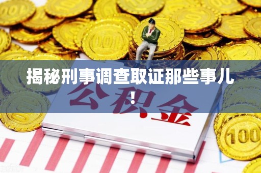 重庆揭秘刑事调查取证那些事儿！